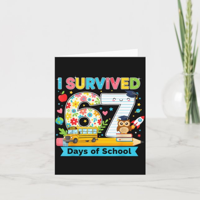 Cartão I Survived 67 Days Of School Funny Meme Teacher St (Frente)