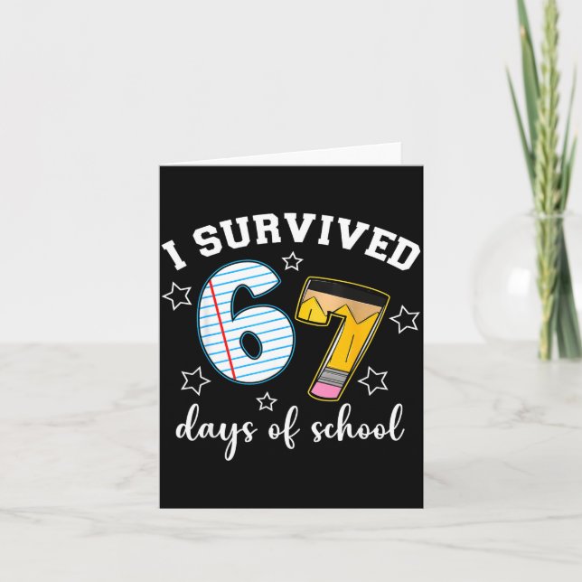 Cartão I Survived 67 Days Of School Funny Meme Teacher St (Frente)
