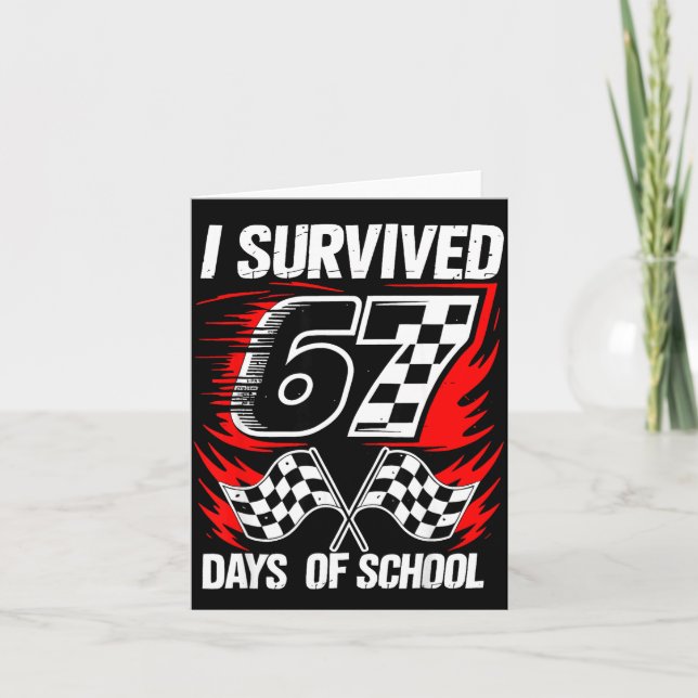 Cartão I Survived 67 Days Of School Students Teachers 100 (Frente)