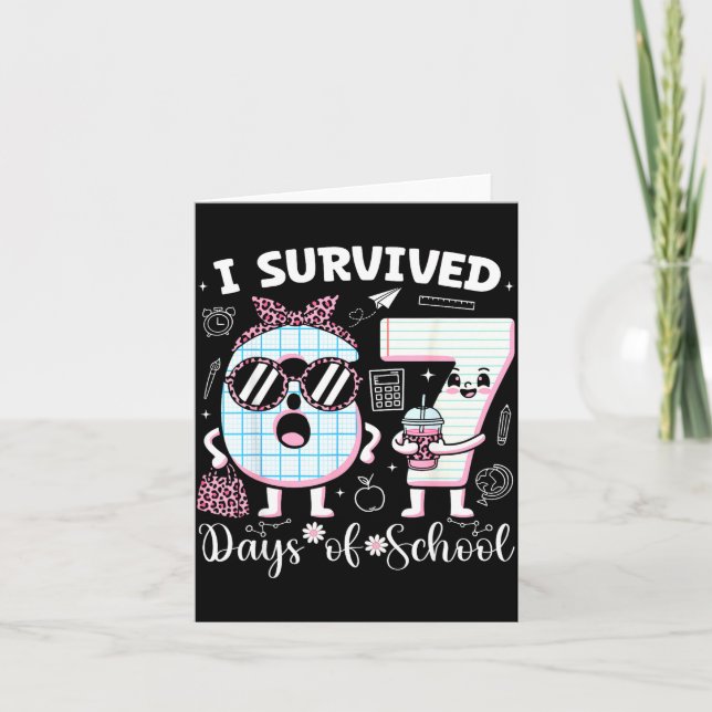 Cartão I Survived 67 Days Of School Teacher Student Leopa (Frente)