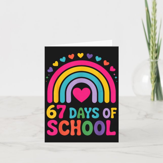 Cartão I Survived 67 Days Of School Tie Die Rainbow Lover (Frente)