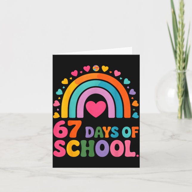 Cartão I Survived 67 Days Of School Tie Die Rainbow Lover (Frente)
