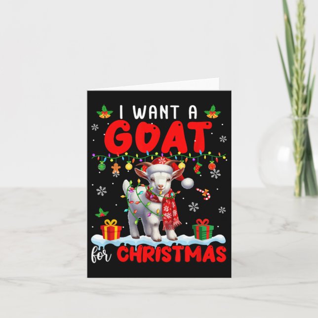 Cartão I Want A Goat For Christmas Santa Goat Farmer Ranc (Frente)