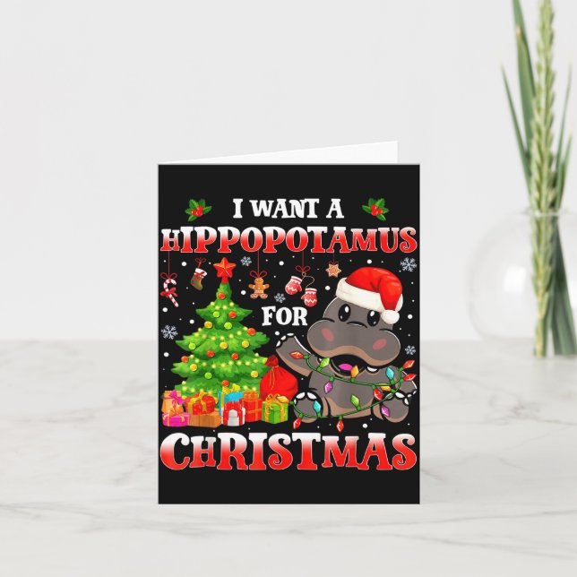 Cartão I Want A Hiptamus Christmas Funny Xmas Hip Lover  (Frente)