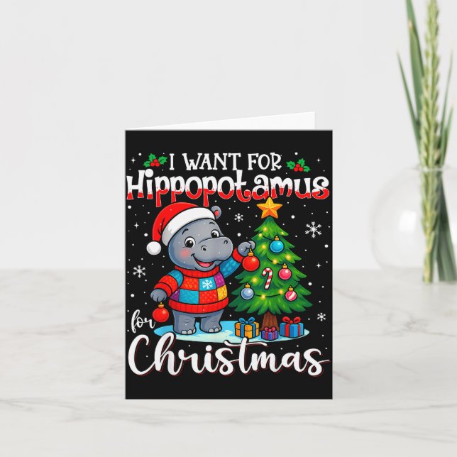 Cartão I Want A Hiptamus Christmas Hip Lover Xmas Pajamas (Frente)