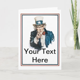Cartão I Want You Uncle Sam Customize Your Text