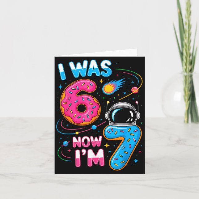 Cartão I Was 6 Now I'm 7 Funny 7 Year Old Birthday Astron (Frente)