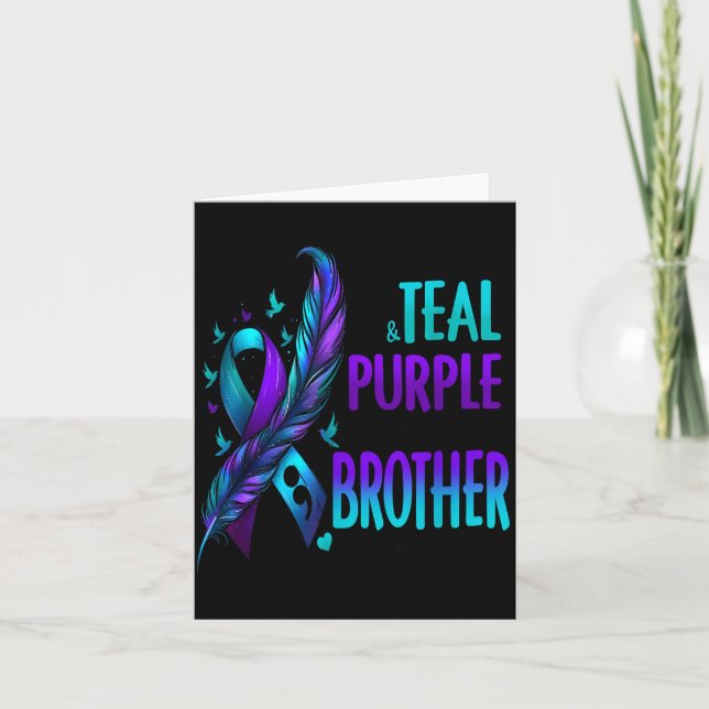 Cartão I Wear Teal &amp; Purple For My Brother Suicide Pr (Frente)
