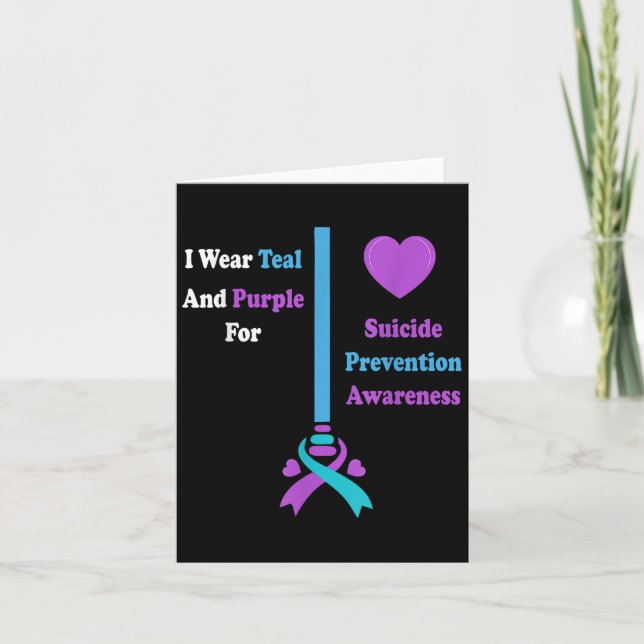 Cartão I Wear Teal And Purple For Suicide Prevention Awar (Frente)