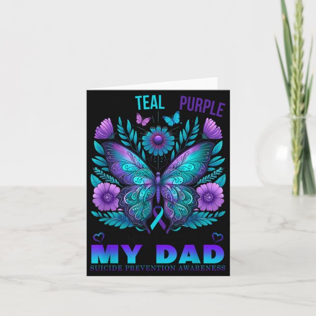 Cartão I Wear Teal Purple In Memory Of My Dad Suicide Awa (Frente)