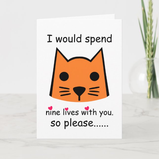Cartão I Would Spend 9 Lives With You Valentine's Day Cat (Frente)