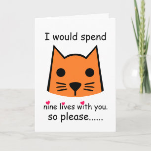 Cartão I Would Spend 9 Lives With You Valentine's Day Cat