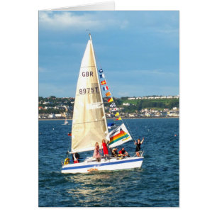 Cartão Iate com bandeiras