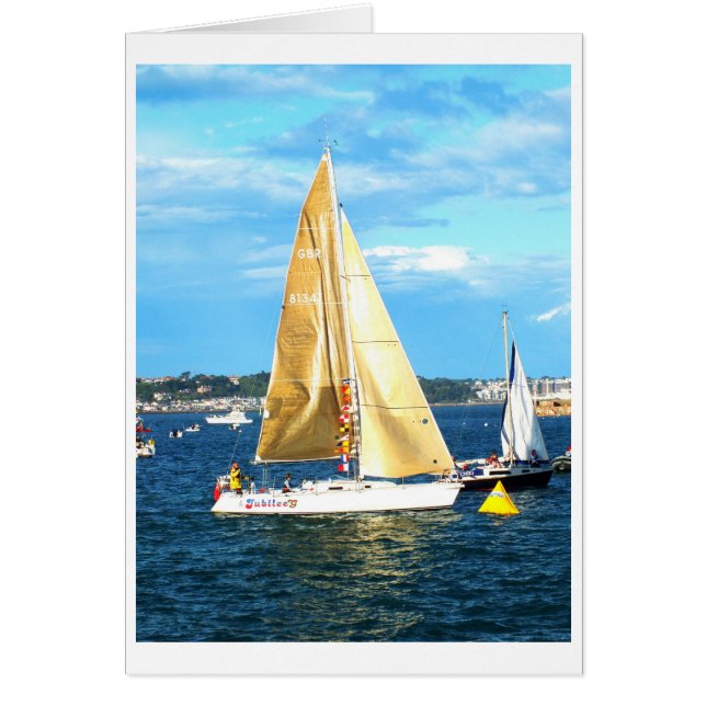 Cartão Iate com placa de velas de ouro (Frente)