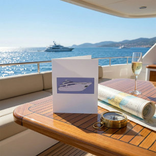 Cartão Iate Motorizado de Luxo Moderno Superyacht Branco