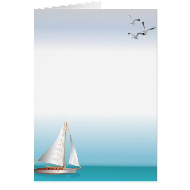 Cartão Iate num Oceano Turquesa (Frente)