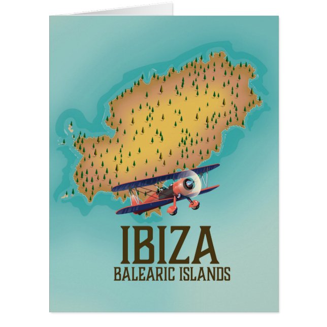 Cartão Ibiza Balearic — mapa poster (Frente)