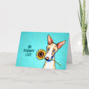 Cartão Ibizan Hound Happy Sunflower Day Custom