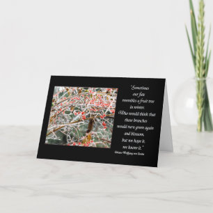 Cartão Ice covered branches & berries Goethe fate quote