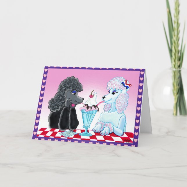 Cartão Ice cream and Pink Poodles Card (Frente)