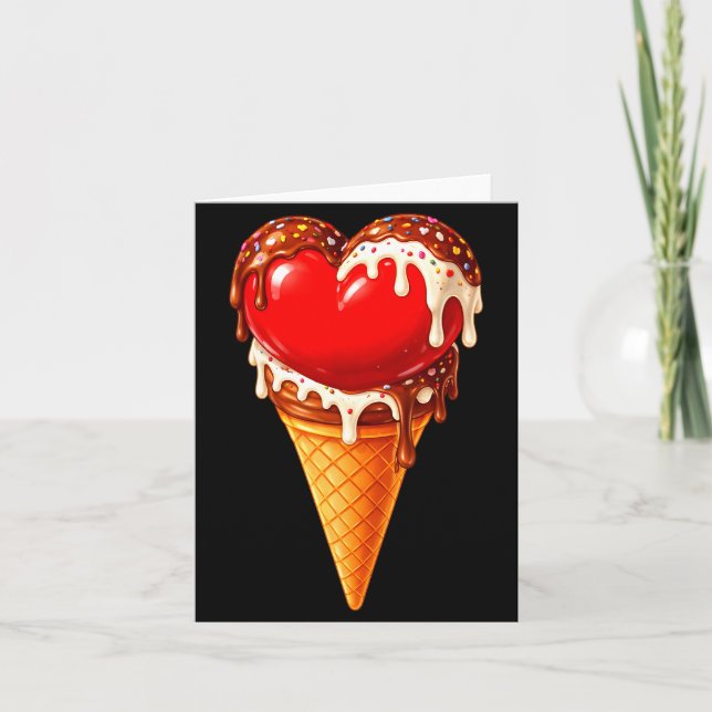 Cartão Ice Cream Heart Funny Drip Valentines Day Boys Gir (Frente)