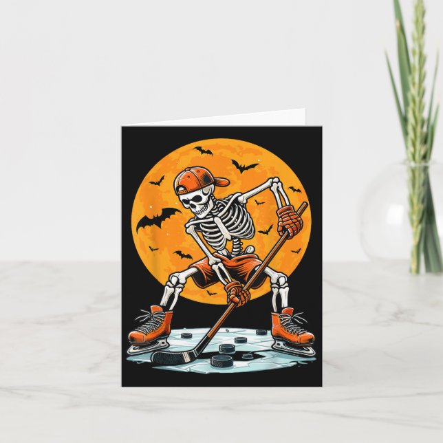 Cartão Ice Hockey Skeleton Soky Boys Halloween Hockey Pla (Frente)
