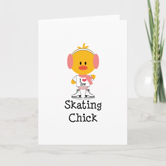 Cartão Ice Skating Chick Greeting Card (Frente)