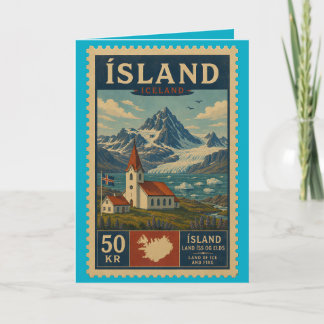 Cartão Iceland Vintage Stamp