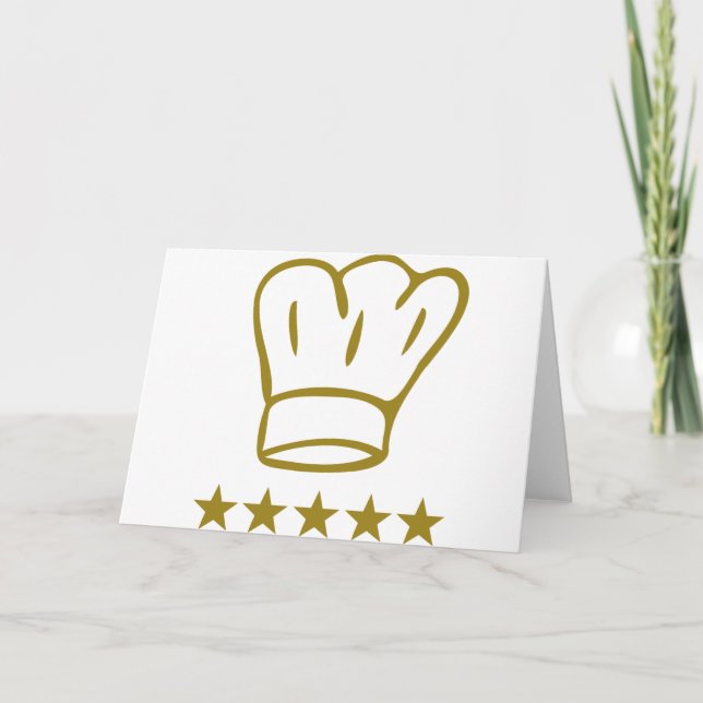 Cartão ícone de chef de cozinha deluxe ouro com 5 estrela (Frente)