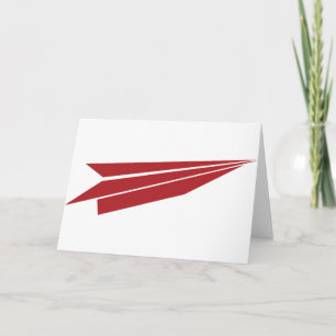 Cartão Ícone do avião de papel vermelho