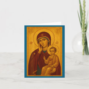 Cartão Ícone Ortodoxo de Theotokos e Menino Jesus Cristo