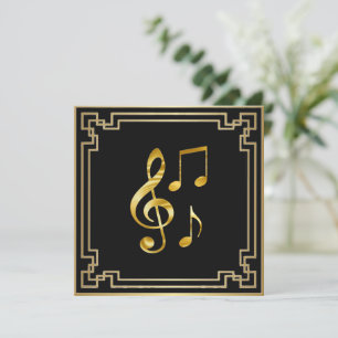 Cartão Ícones de música, dourado sobre preto,