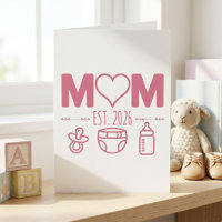 Ícones Pastel Bebê Mãe Ano Tipografia Design