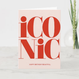 Cartão Iconic Bold Typography Pink and Red Birthday Card