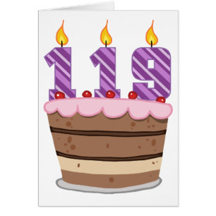 Cartão Idade 119 no bolo de aniversário