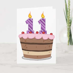 Cartão Idade 11 no bolo de aniversário