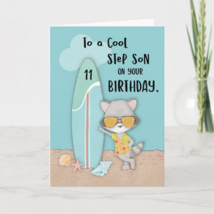 Cartão Idade 11 Passo Filho Aniversário Praia Funny Lega