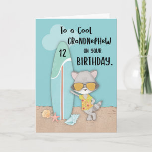 Cartão Idade 12 Sobrinho Neto Aniversário Praia Engraçado