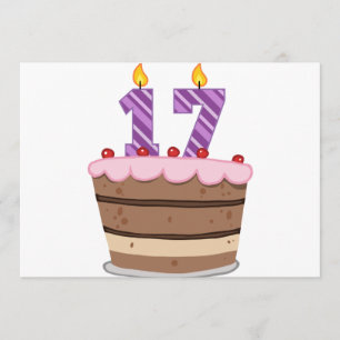 Cartão Idade 17 no bolo de aniversário