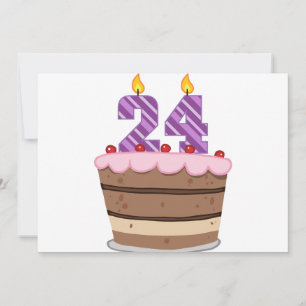 Cartão Idade 24 no bolo de aniversário