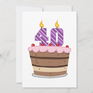 Cartão Idade 40 no bolo de aniversário