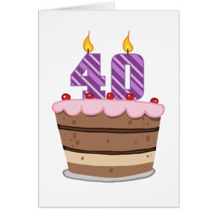Cartão Idade 40 no bolo de aniversário