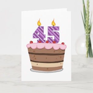 Cartão Idade 45 no bolo de aniversário