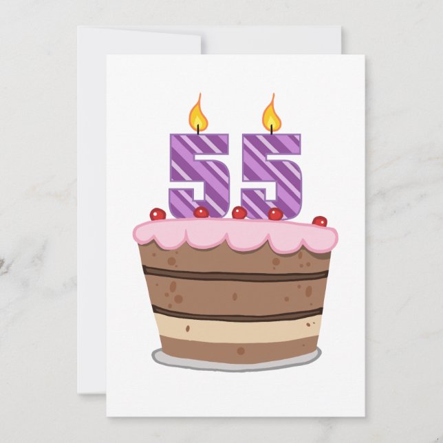 Cartão Idade 55 no Bolo de Aniversário (Frente)