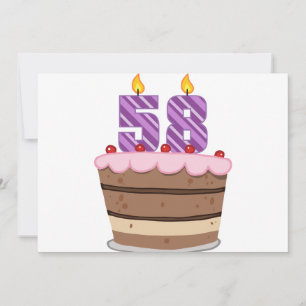 Cartão Idade 58 no bolo de aniversário
