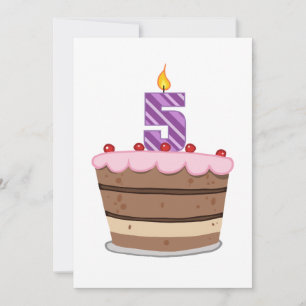 Cartão Idade 5 no bolo de aniversário