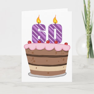 Cartão Idade 60 no bolo de aniversário