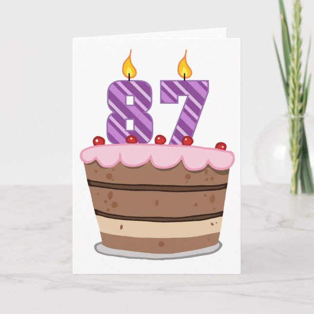 Cartão Idade 87 no Bolo de Aniversário (Frente)