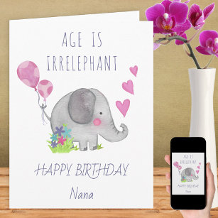 Cartão Idade é Irrelephant Cute Engraçado Aniversário do 