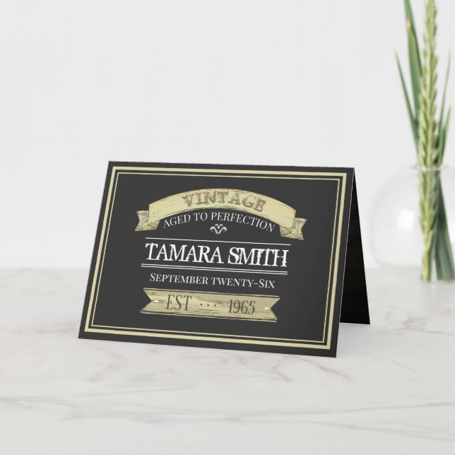 Cartão Idade para Perfecção Vintage Aniversário (Frente)